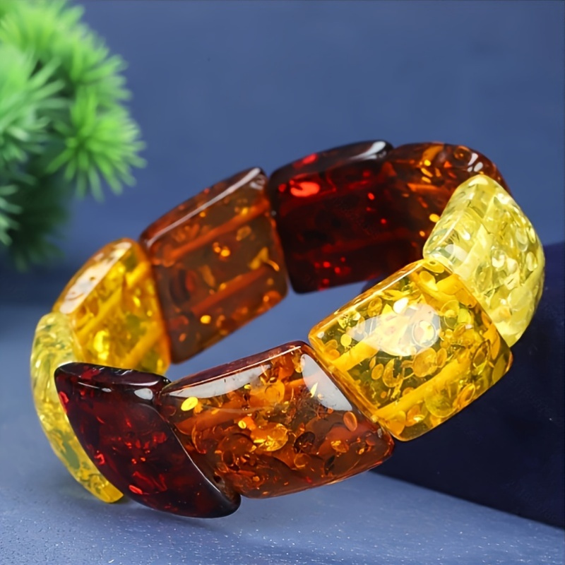 Amber Bracelet Multi-Treasure Hand Row, Unique Design